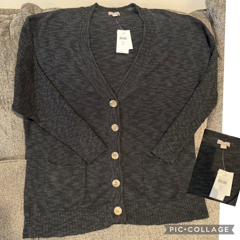 J. Jill Charcoal Button-Front Cardigan